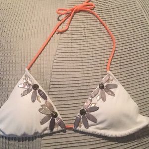 Embellished triangle bikini top